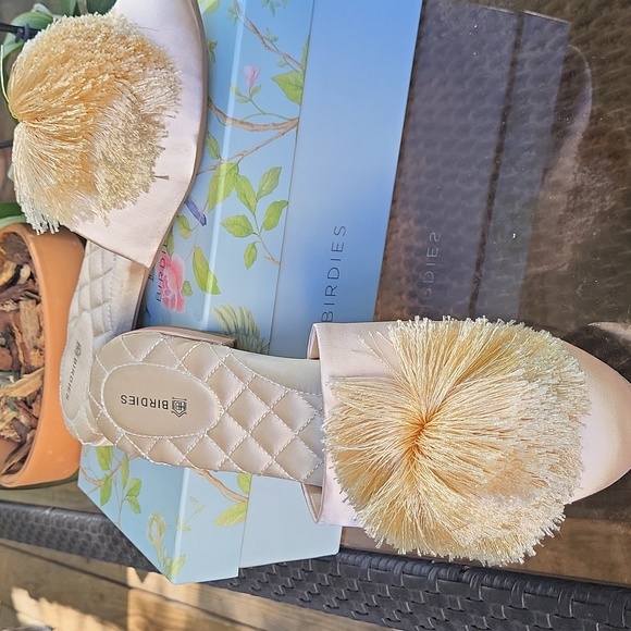 Birdies Pink Cream Pom-Pom Slip-On Flats - Picture 2 of 8